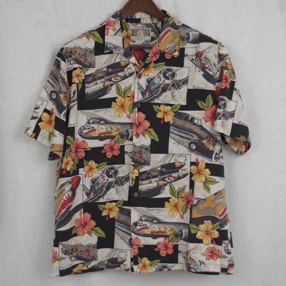 Kalaheo Shirts Kalaheo Hawaii Usa Made Ww2 Airplane Pin Up Print Shirt Large Poshmark